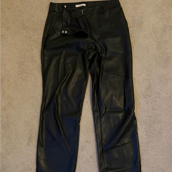 LOFT Black Straight Leg Leather Pants - Picture 2 of 4